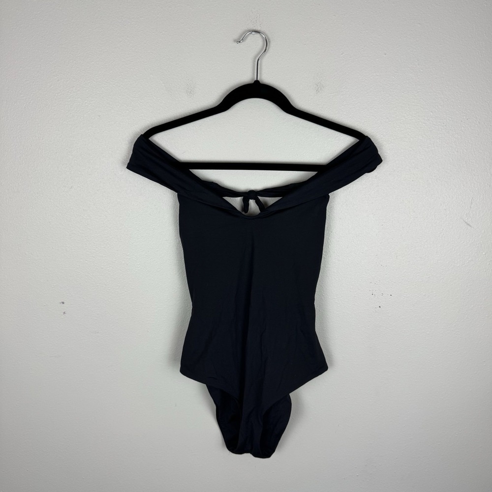 Becca Virtue Socialite Off The Shoulder One Piece Swimsuit S Black Tie Back